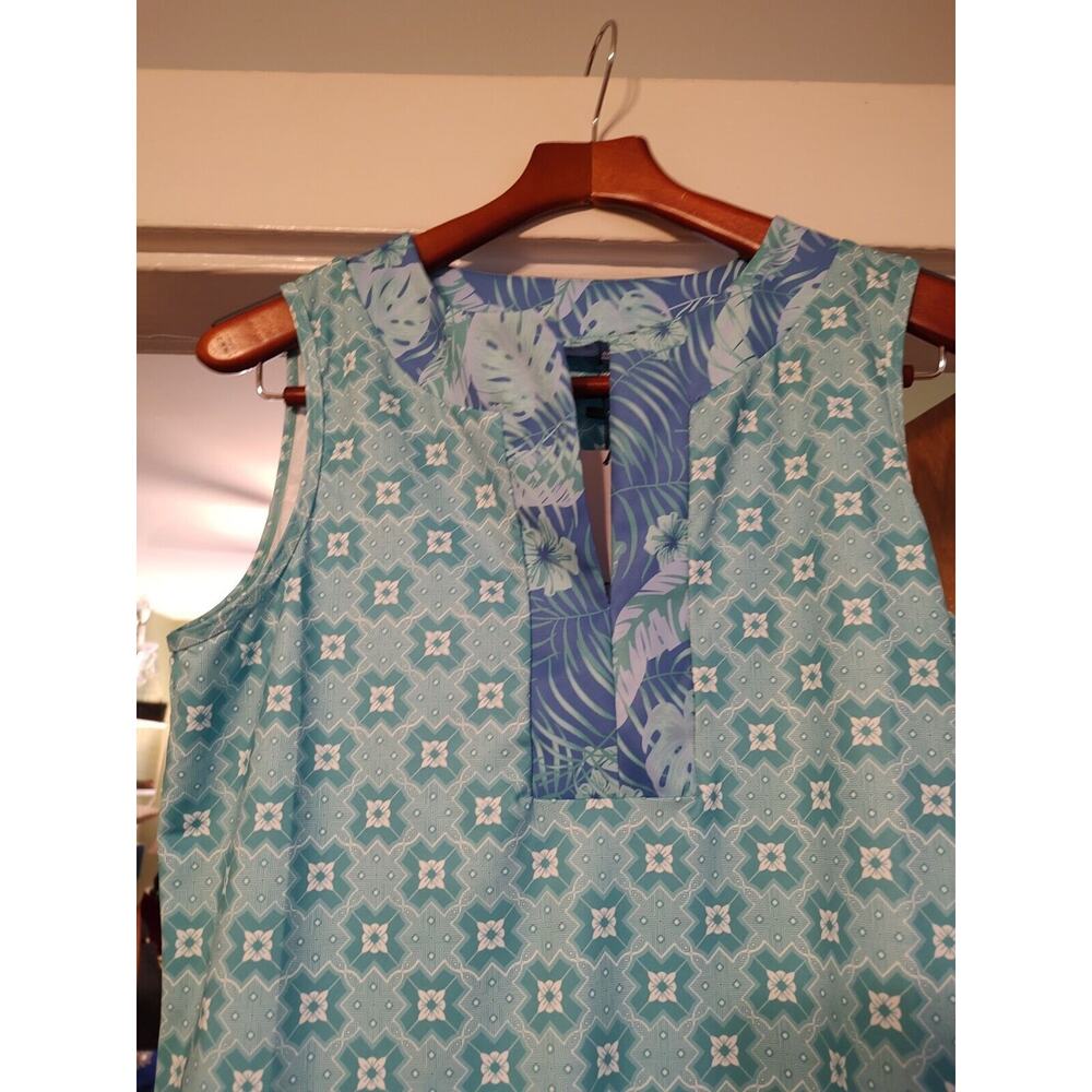 Cabana Life Sleeveless Tunic Dress Aqua Tropical LARGE SPF 50+ NWT